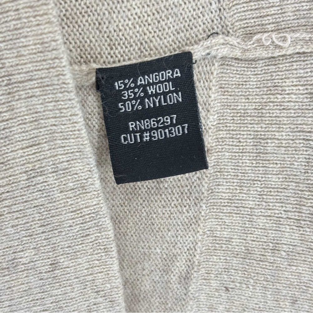 BCBG MAXAZRIA V-neck Sweater Angora/Wool/Nylon Women Size XL‎ Tan Tunic Pockets - Picture 8 of 11